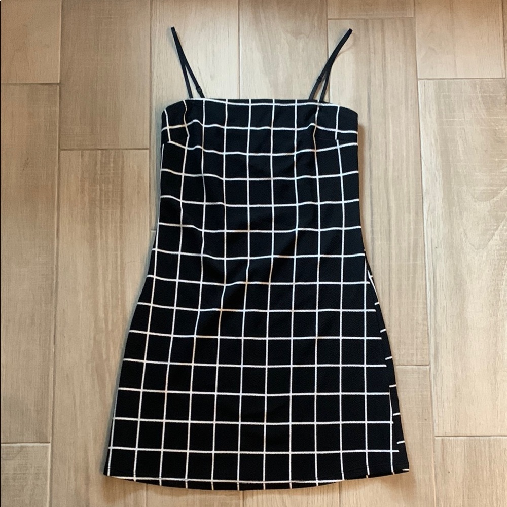 I Joah Black and White Grid Pattern Dress